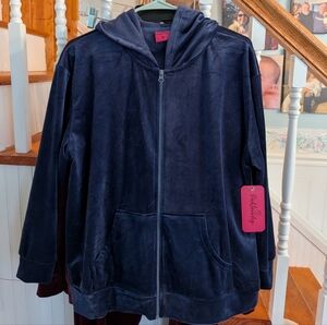 Blue Zip-Up Hooded Two piece Velour Jogger